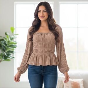 Express XS Golden Metallic Textured Blouse